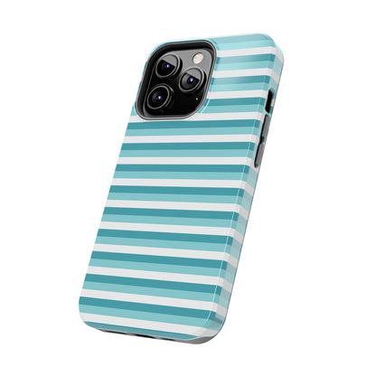 Blue and White Girly Stripe print Design Tough Phone Case compatible with a large variety of iPhone models, Gift, Phone Case