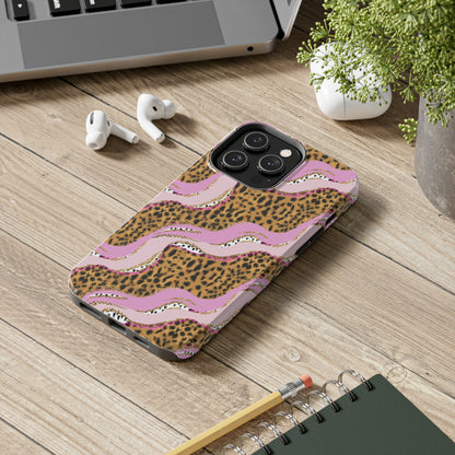 Cheetah Waves with Pink and Gold Design Phone Case- Lightweight, Impact Resistant Cover for iPhone 6, 6s, 12, 13, 14, 15