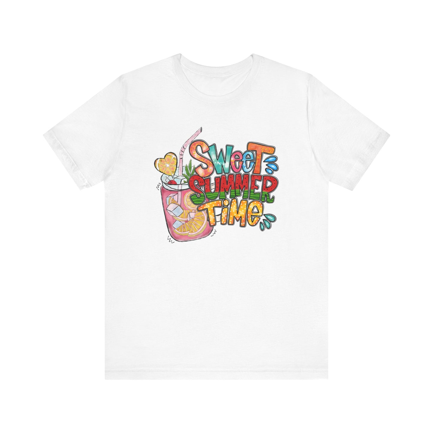 Colorful Sweet Summer Time Lemonade T-Shirt, Refreshing Summer Drink Graphic Tee, Casual Beachwear