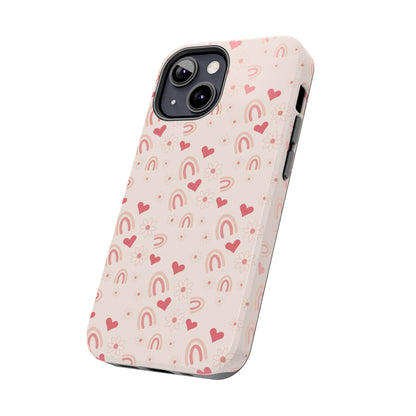 Pink Boho2 Rainbow print Design Tough Phone Case compatible with a large variety of iPhone models, Gift, Phone Case