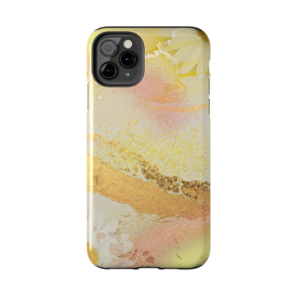 Yellow and Rose Gold Marble design Tough Phone Case compatible with a large variety of iPhone models, Gift, Phone