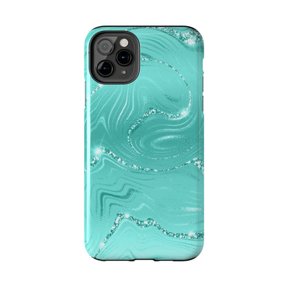 Marbled Turquoise Design Tough Phone Case compatible with a large variety of phone models, Gift, Phone Case