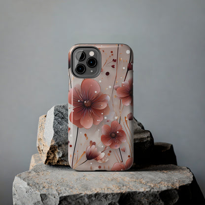 Pretty Mauve Flowers Pattern Design Tough Phone Case compatible with a large variety of iPhone models, Gift, Phone Case