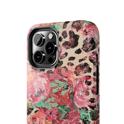 Western Leopard and Pink Roses Design Phone Case- Lightweight, Impact Resistant Cover for iPhone 6, 6s, 12, 13, 14, 15