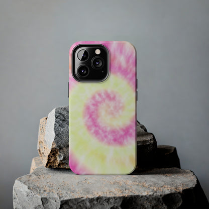 Pink and Yellow Tie Dye Design Phone Case- Lightweight, Impact Resistant Cover for iPhone 6, 6s, 12, 13, 14, 15