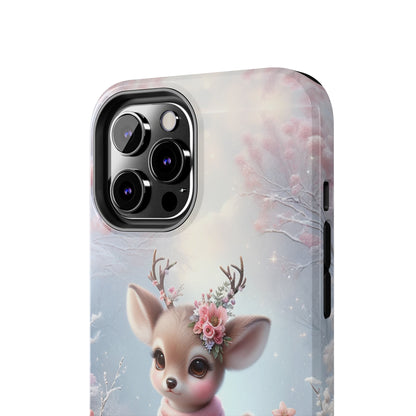 Cute Deer Winter Scene Pattern Design Tough Phone Case compatible with a large variety of iPhone models, Gift, Phone Case