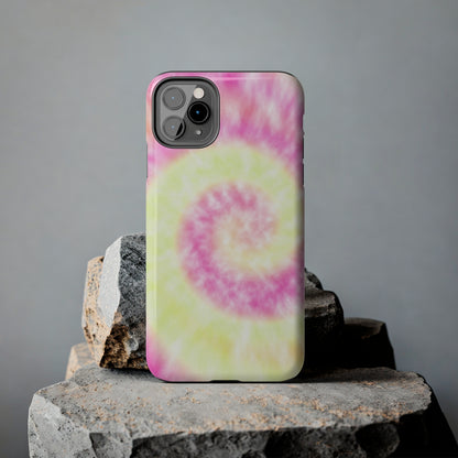 Pink and Yellow Tie Dye Design Phone Case- Lightweight, Impact Resistant Cover for iPhone 6, 6s, 12, 13, 14, 15