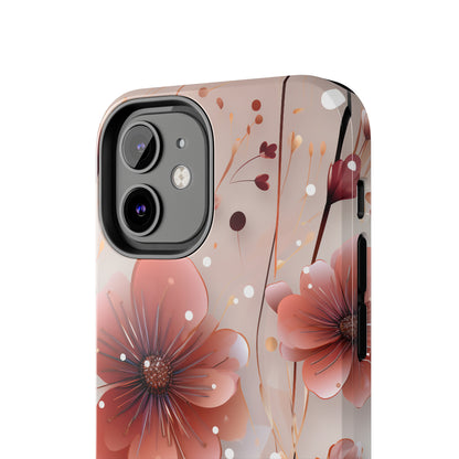 Pretty Mauve Flowers Pattern Design Tough Phone Case compatible with a large variety of iPhone models, Gift, Phone Case