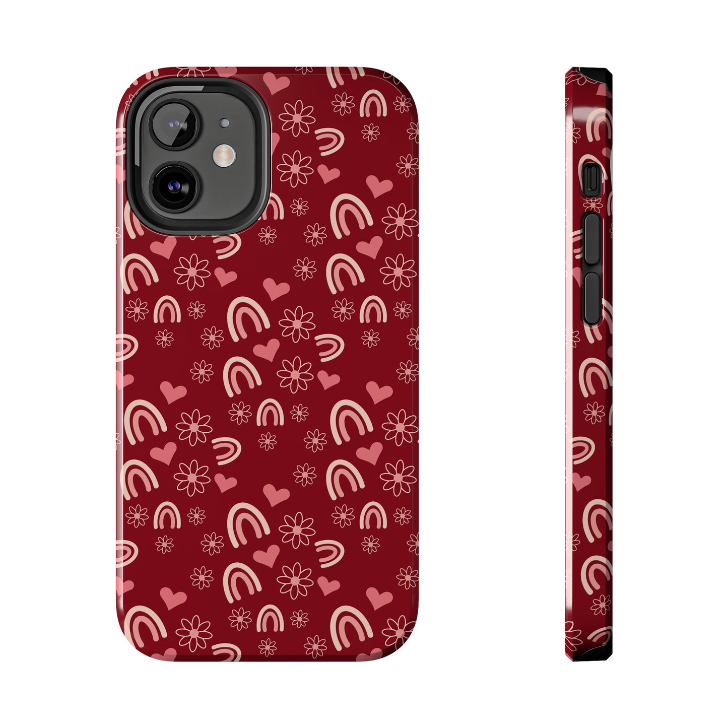 Red Boho2 Rainbow print Design Tough Phone Case compatible with a large variety of iPhone models, Gift, Phone Case