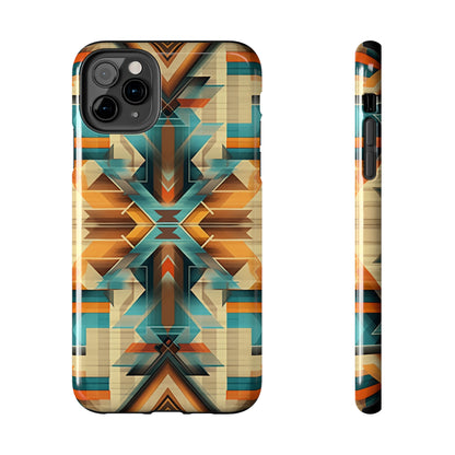 Beautiful Blue and Cream Native American Pattern Design Tough Phone Case compatible with a large variety of iPhone models, Gift, Phone Case