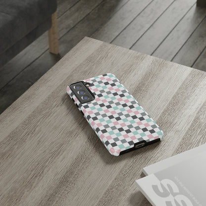 Multicolor Checkerboard print design Tough Phone Case compatible with a large variety of Samsung models