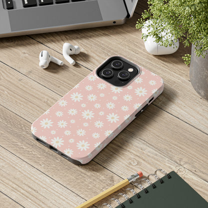 Cute Minimalist Flowers and Polka Dots Digital print Design Tough Phone Case compatible with a large variety of iPhone models, Gift, Phone Case