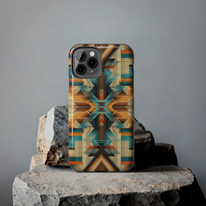 Beautiful Blue and Cream Native American Pattern Design Tough Phone Case compatible with a large variety of iPhone models, Gift, Phone Case