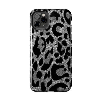 Silver and Black Leopard Design Phone Case- Lightweight, Impact Resistant Cover for iPhone 6, 6s, 12, 13, 14, 15