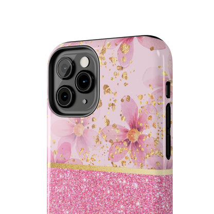 Pink Watercolor flowers and Polka Dot Design Phone Case- Lightweight, Impact Resistant Cover for iPhone 6, 6s, 12, 13, 14, 15