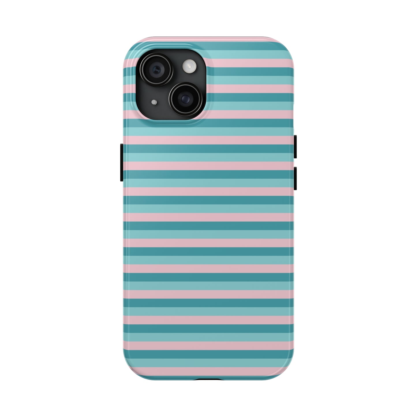 Pink and Aqua Girly Stripe print Design Tough Phone Case compatible with a large variety of iPhone models, Gift, Phone Case