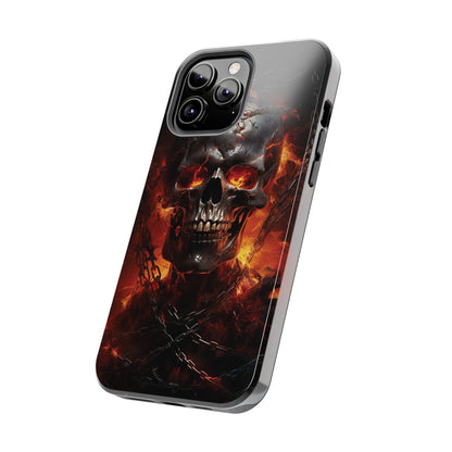 Gothic Skull iPhone Case, Dark Aesthetic Fiery Eyes, Unique Horror Style iPhone Accessory, Cool Tech Design for iPhone Models, Durable Phone Accessory Protective Cover for iPhone Models, Tough iPhone Case