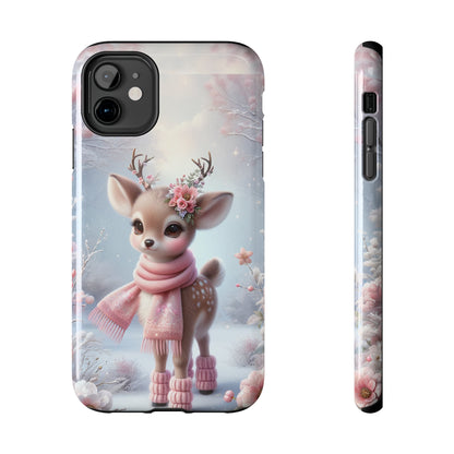 Cute Deer Winter Scene Pattern Design Tough Phone Case compatible with a large variety of iPhone models, Gift, Phone Case