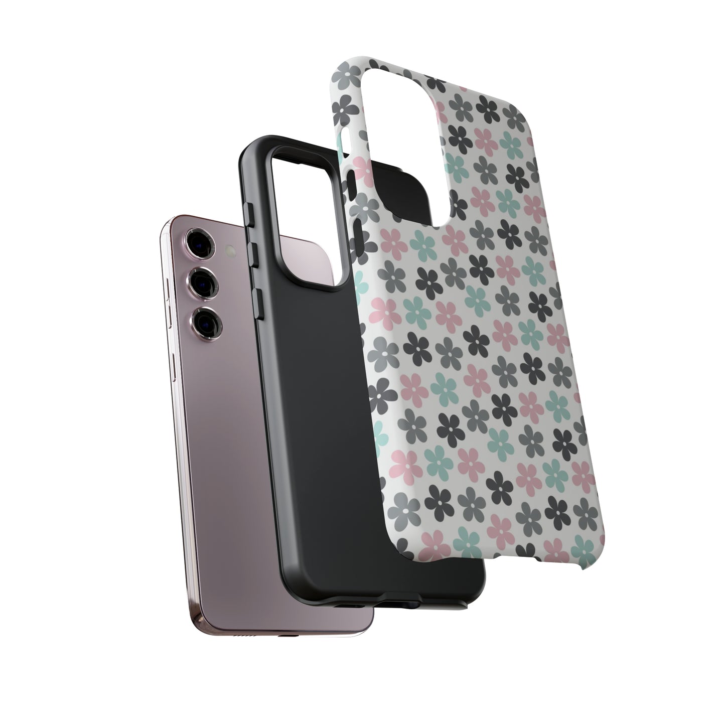 Pastel Groovy Flowers print design Tough Phone Case compatible with a large variety of Samsung models