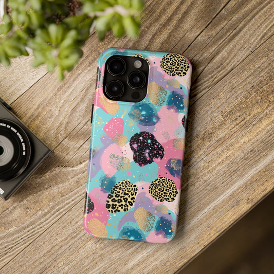 Multicolor pattern with alternating leopard print Design Tough Phone Case compatible with a large variety of iPhone models, Gift, Phone Case