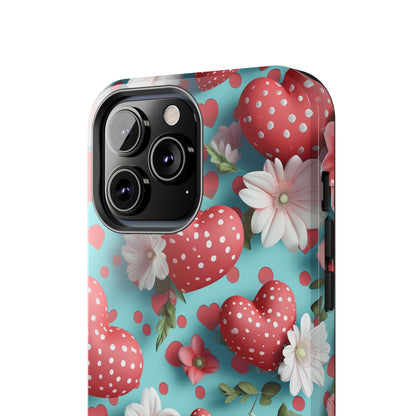 Polka Dot Hearts Digital print Design Tough Phone Case compatible with a large variety of iPhone models, Gift, Phone Case