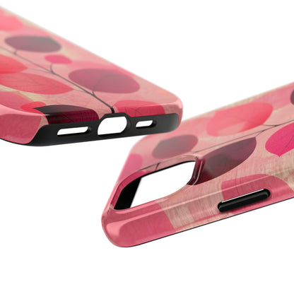 Girly Pink Abstract Leaf Design Tough Phone Case