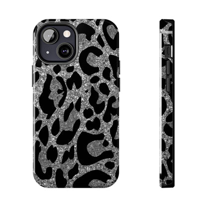 Silver and Black Leopard Design Phone Case- Lightweight, Impact Resistant Cover for iPhone 6, 6s, 12, 13, 14, 15