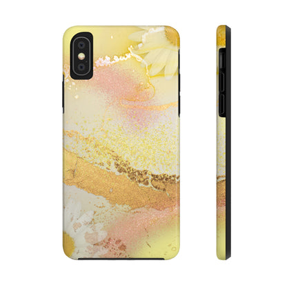 Yellow and Rose Gold Marble design Tough Phone Case compatible with a large variety of iPhone models, Gift, Phone