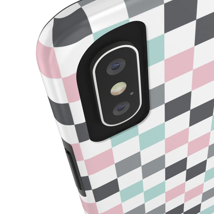 Multicolor Checkerboard print design Tough Phone Case compatible with a large variety of iphone models