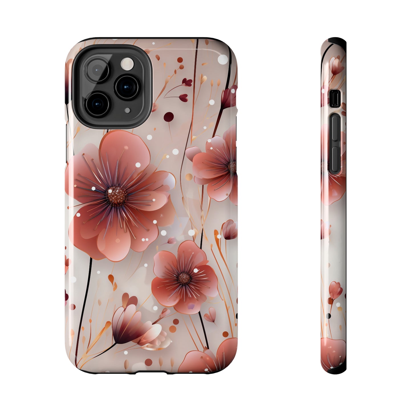 Pretty Mauve Flowers Pattern Design Tough Phone Case compatible with a large variety of iPhone models, Gift, Phone Case