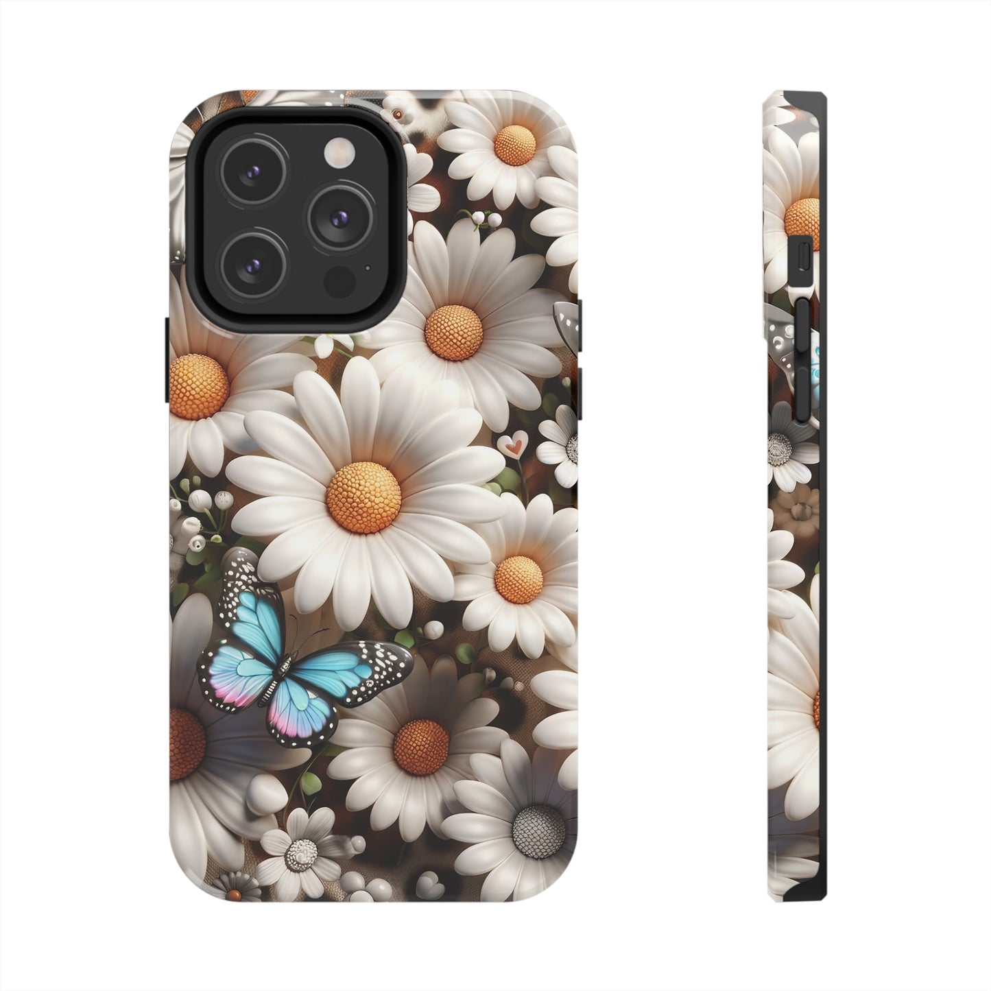 Butterflies, Leopard Print & Daisies Digital print Design Tough Phone Case compatible with a large variety of iPhone models,Gift, Phone Case