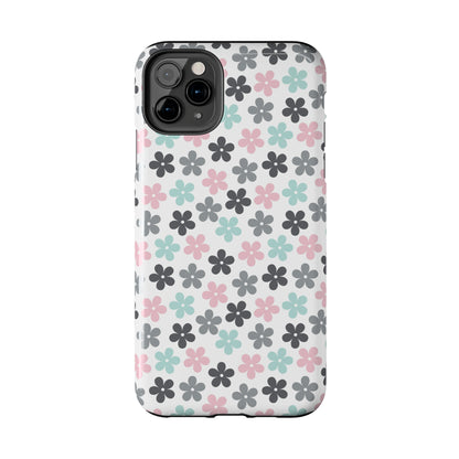 Pastel Groovy Flowers print design Tough Phone Case compatible with a large variety of iphone models