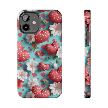 Polka Dot Hearts Digital print Design Tough Phone Case compatible with a large variety of iPhone models, Gift, Phone Case