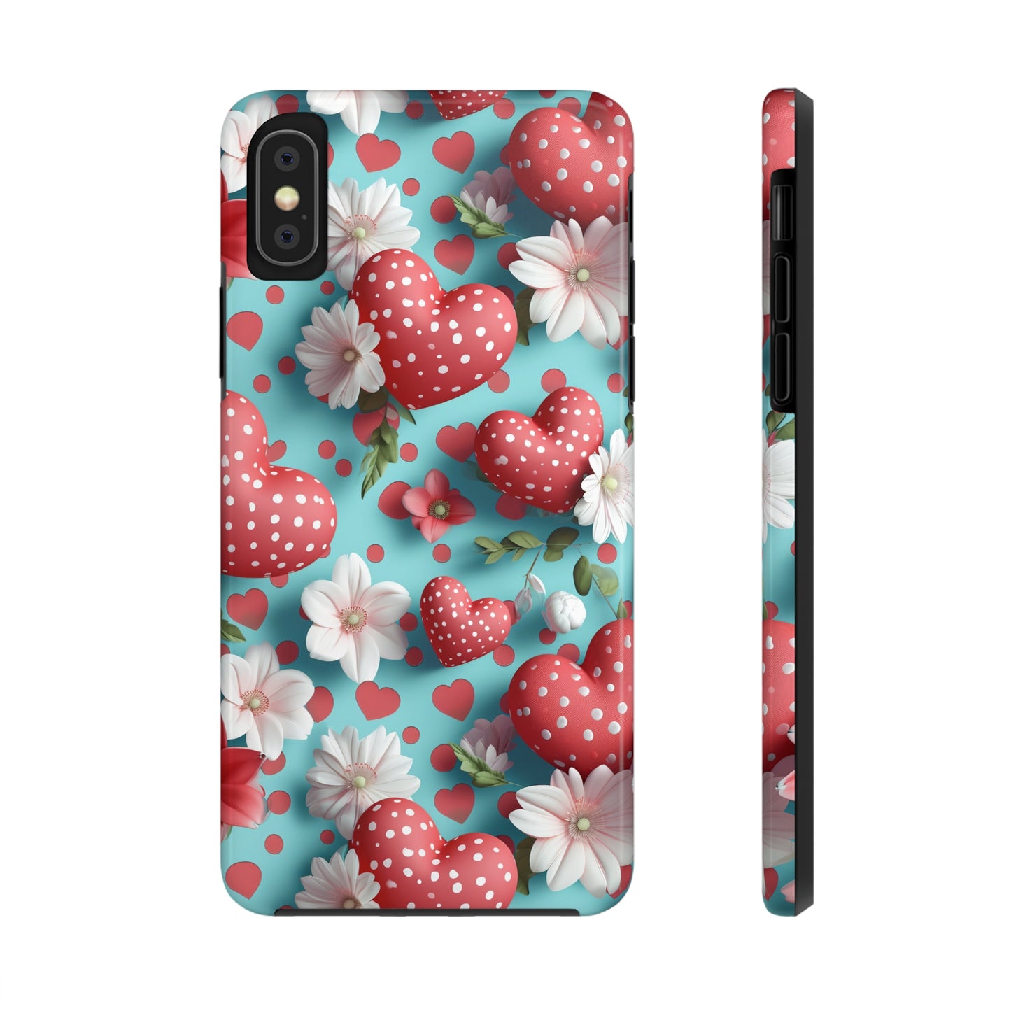 Polka Dot Hearts Digital print Design Tough Phone Case compatible with a large variety of iPhone models, Gift, Phone Case