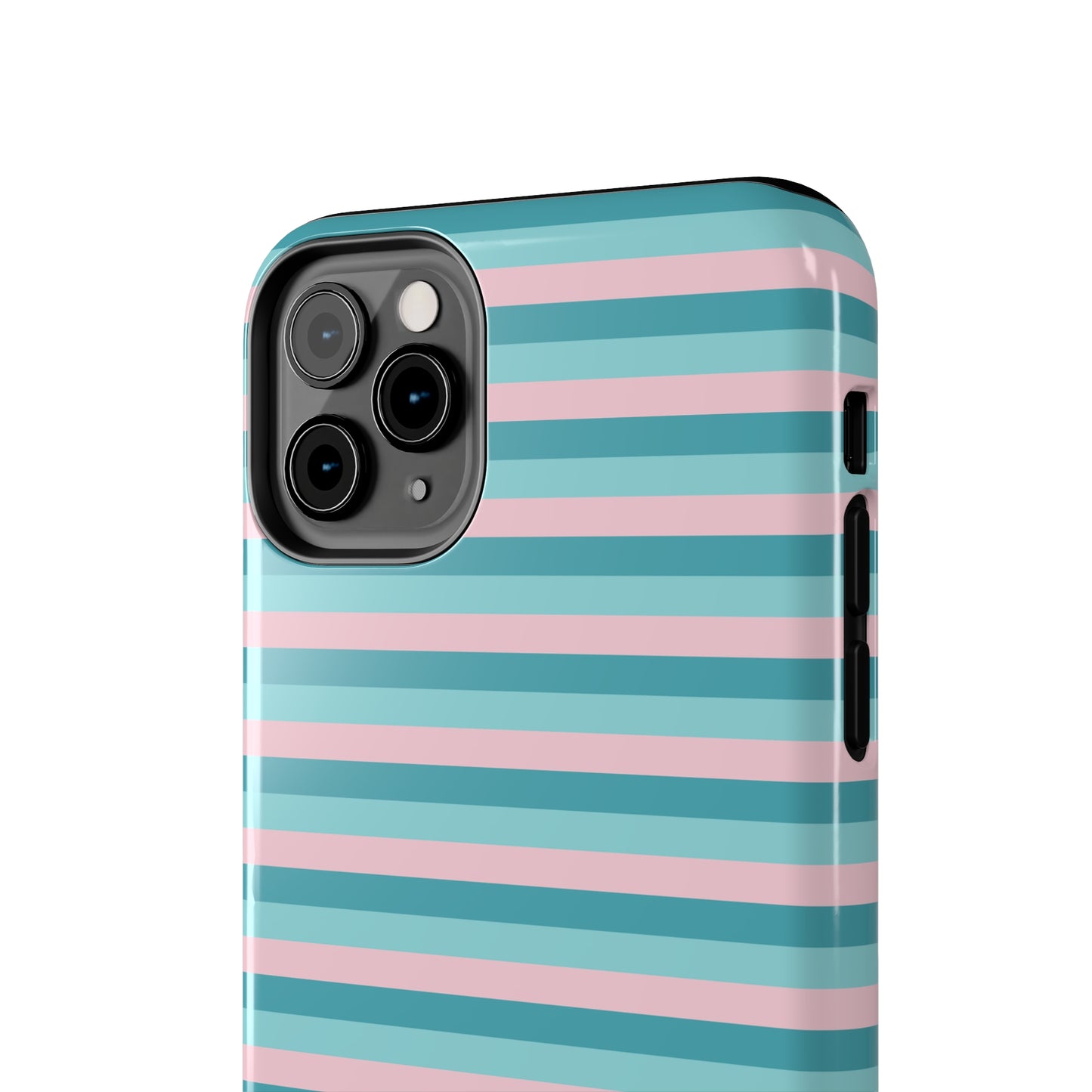 Pink and Aqua Girly Stripe print Design Tough Phone Case compatible with a large variety of iPhone models, Gift, Phone Case