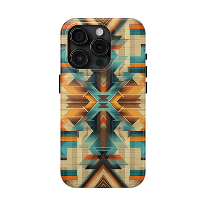 Beautiful Blue and Cream Native American Pattern Design Tough Phone Case compatible with a large variety of iPhone models, Gift, Phone Case