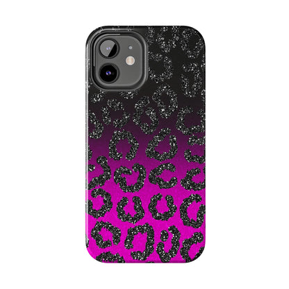 Pink and Black Ombre Leopard Design Phone Case- Lightweight, Impact Resistant Cover for iPhone 6, 6s, 12, 13, 14, 15