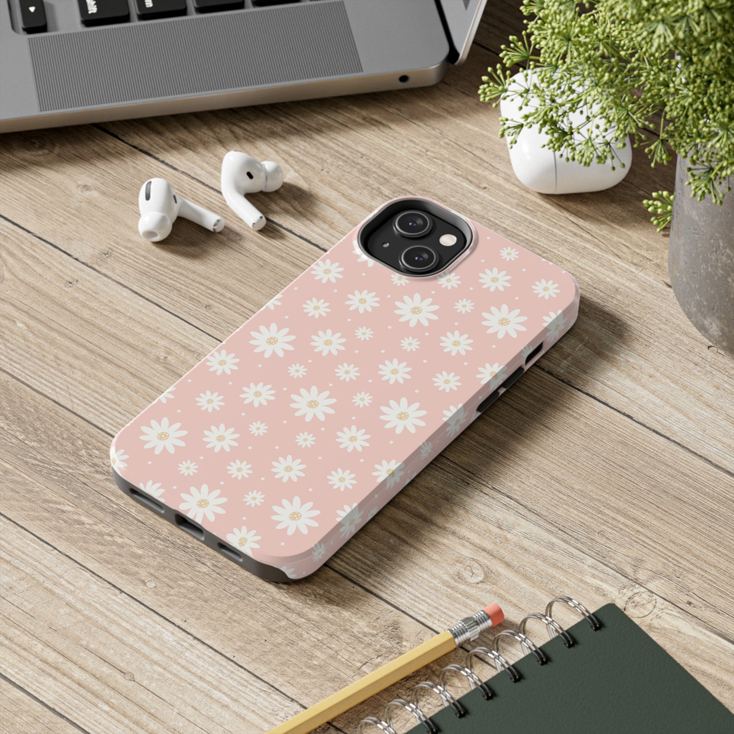 Cute Minimalist Flowers and Polka Dots Digital print Design Tough Phone Case compatible with a large variety of iPhone models, Gift, Phone Case