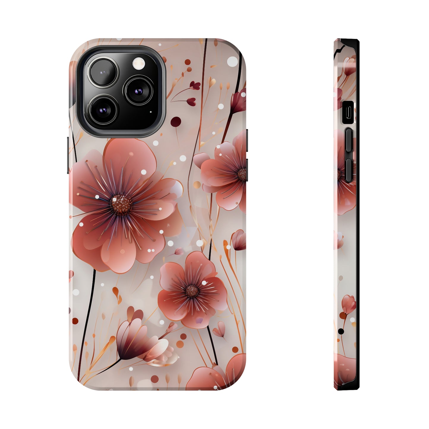 Pretty Mauve Flowers Pattern Design Tough Phone Case compatible with a large variety of iPhone models, Gift, Phone Case