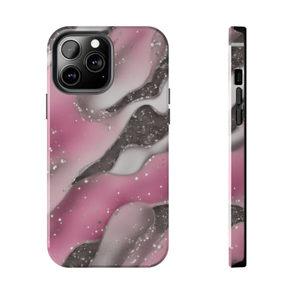 Waves of Pink and Black Pattern print design Tough Phone Case compatible with a large variety of phone models, Phone Case