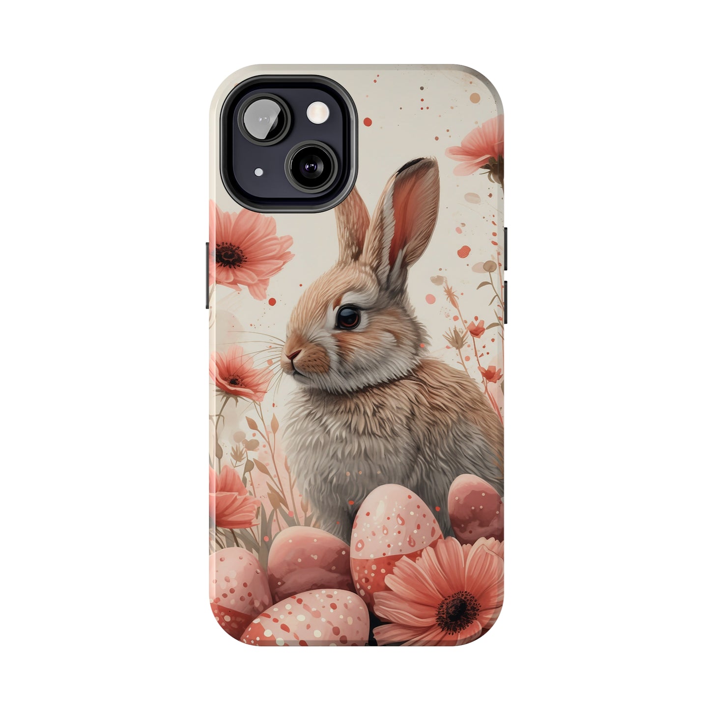 Watercolor Easter Bunny and Spring Flowers Design Phone Case- Lightweight, Impact Resistant Cover for iPhone 6, 6s, 12, 13, 14, 15