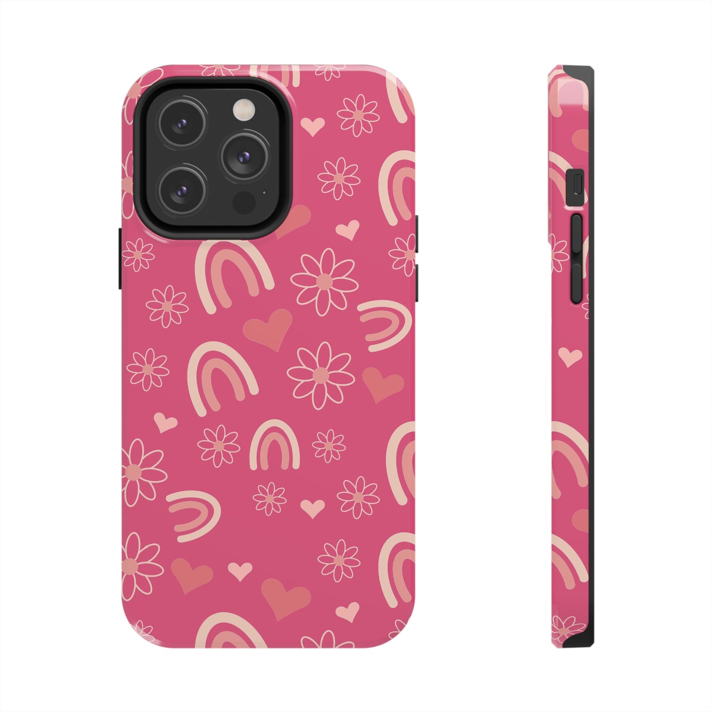 Dark Pink Boho Rainbow print Design Tough Phone Case compatible with a large variety of iPhone models, Gift, Phone Case