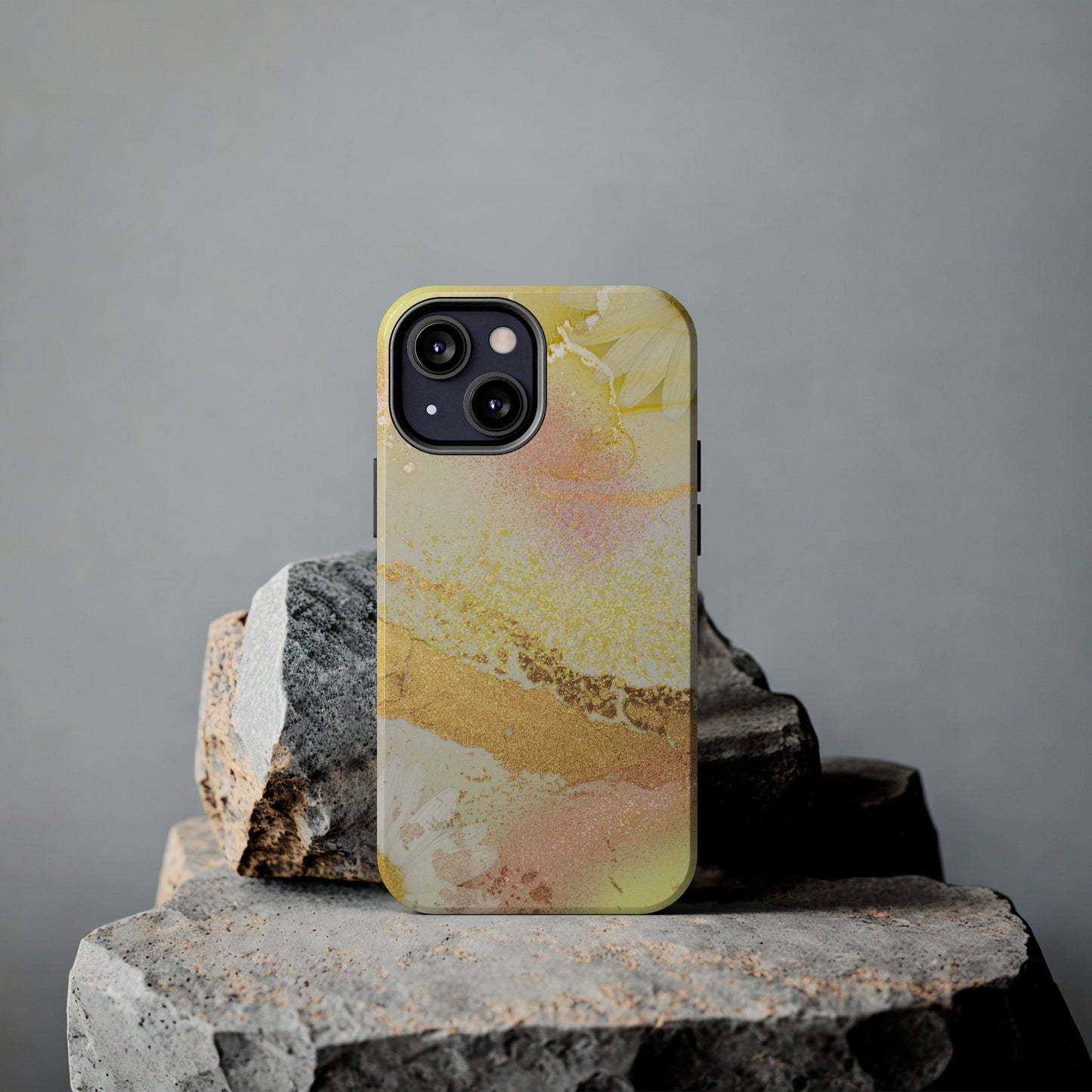 Yellow and Rose Gold Marble design Tough Phone Case compatible with a large variety of iPhone models, Gift, Phone