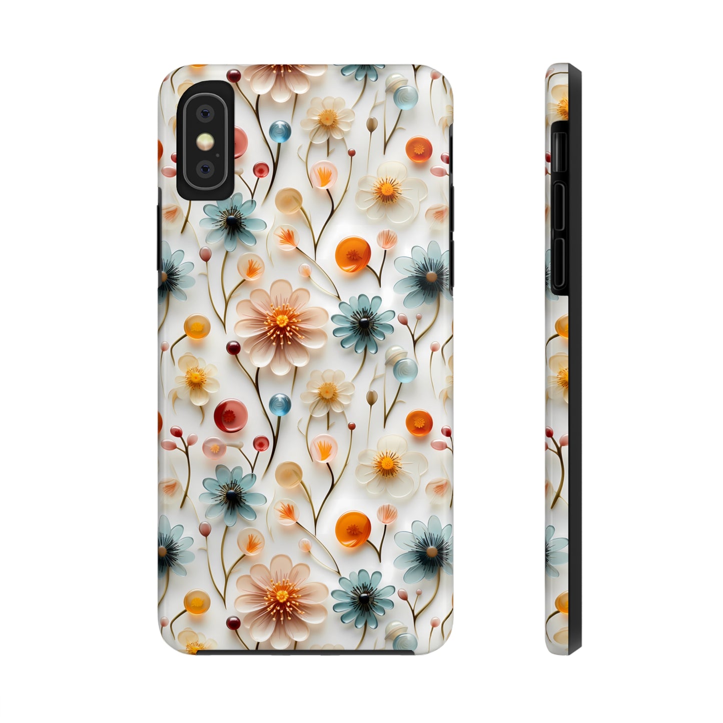 3D Glass Flower Pattern Design Tough Phone Case compatible with a large variety of iPhone models, Phone Case, Birthday Gift