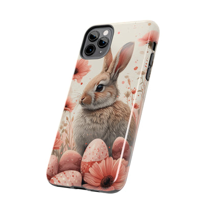 Watercolor Easter Bunny and Spring Flowers Design Phone Case- Lightweight, Impact Resistant Cover for iPhone 6, 6s, 12, 13, 14, 15