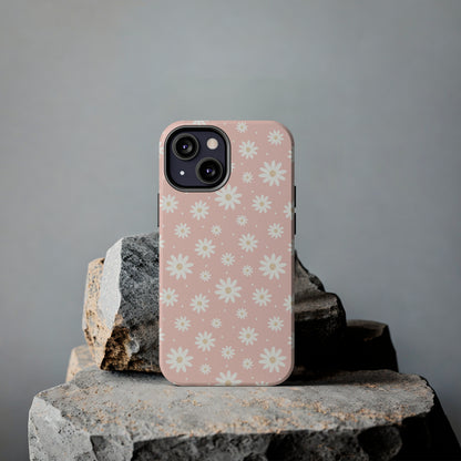 Cute Minimalist Flowers and Polka Dots Digital print Design Tough Phone Case compatible with a large variety of iPhone models, Gift, Phone Case