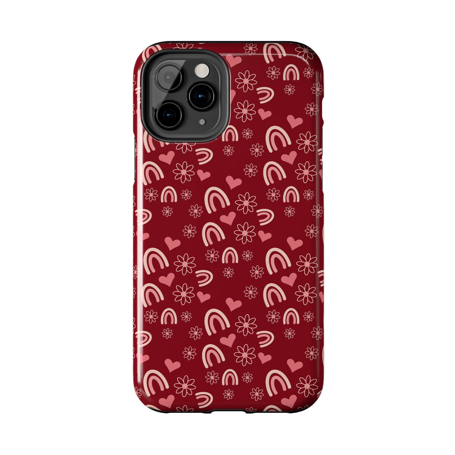 Red Boho2 Rainbow print Design Tough Phone Case compatible with a large variety of iPhone models, Gift, Phone Case