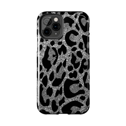 Silver and Black Leopard Design Phone Case- Lightweight, Impact Resistant Cover for iPhone 6, 6s, 12, 13, 14, 15