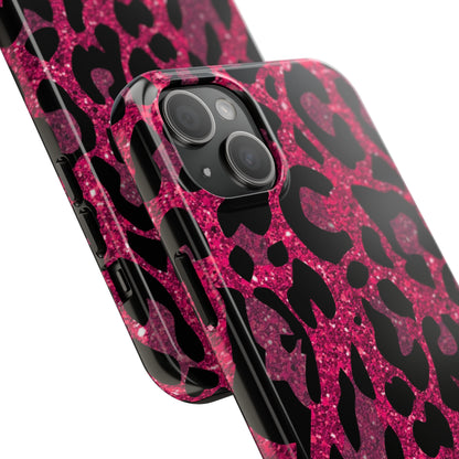 Pink and Black Leopard Design Phone Case- Lightweight, Impact Resistant Cover for iPhone 6, 6s, 12, 13, 14, 15