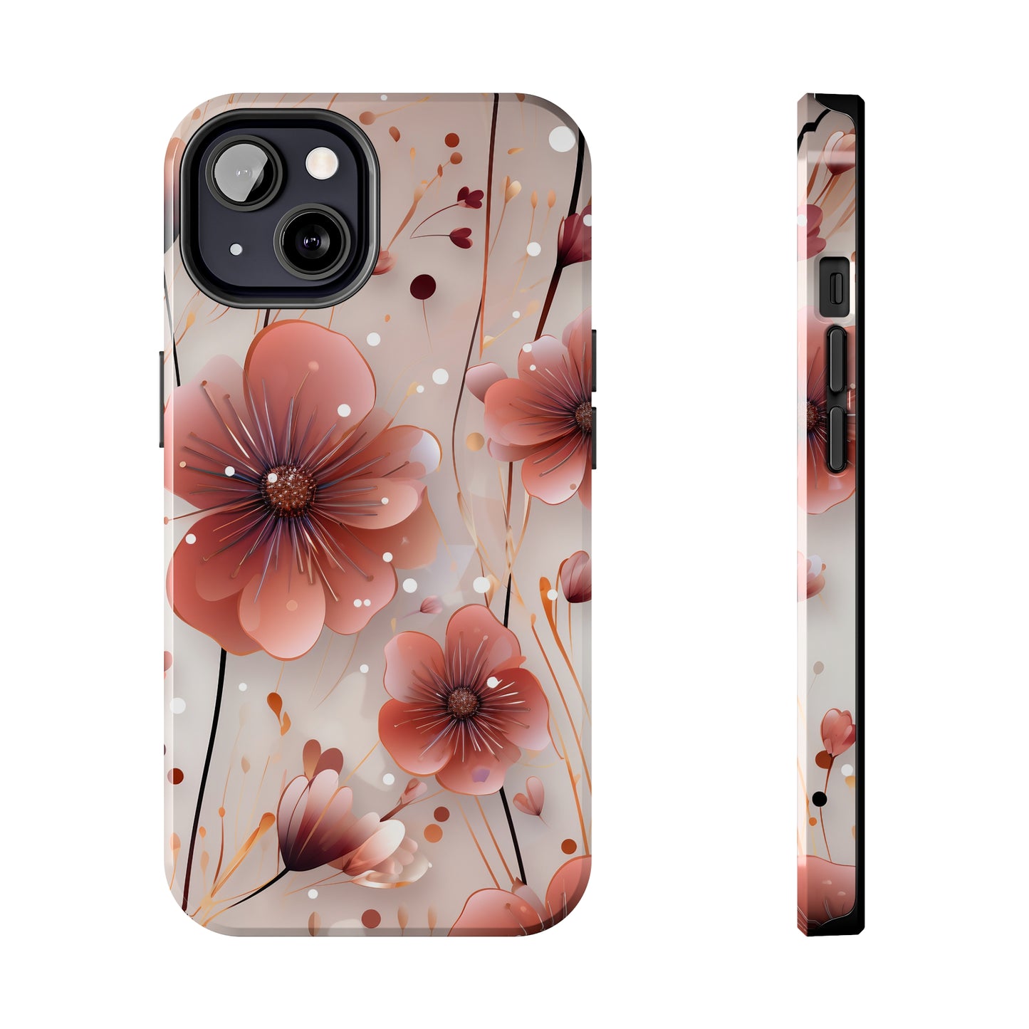 Pretty Mauve Flowers Pattern Design Tough Phone Case compatible with a large variety of iPhone models, Gift, Phone Case